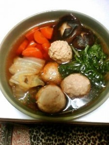 水菜と鳥団子の煮物